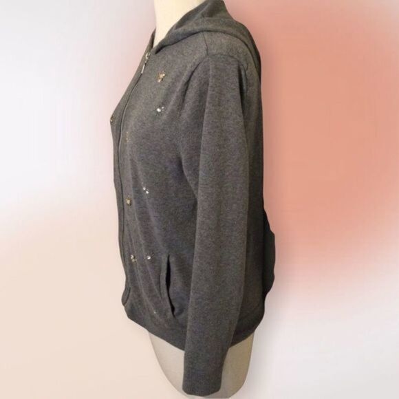 Zenergy by Chico’s‎ Embellished Zip Up Gray Hoodie Chico’s Size 0 Reg 4/6 - Picture 4 of 9